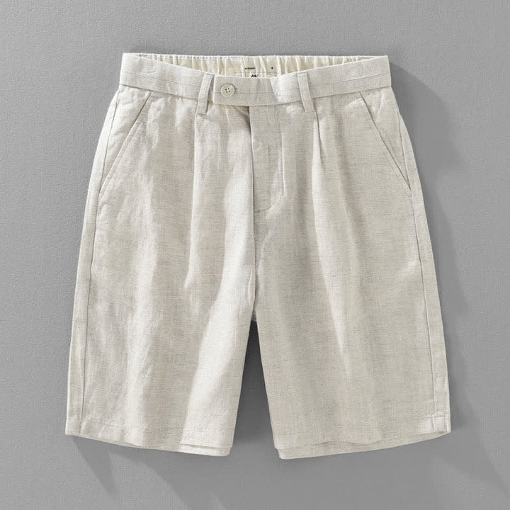 Buddha Stones Pantaloncini da uomo estivi casual e minimalisti con bottoni, cerniera e tasche. - Biancheria - US/UK/AU46, EU56 (5XL) - image 0