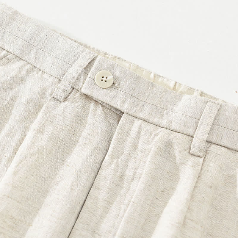 Buddha Stones Pantaloncini da uomo estivi casual e minimalisti con bottoni, cerniera e tasche. - image 3