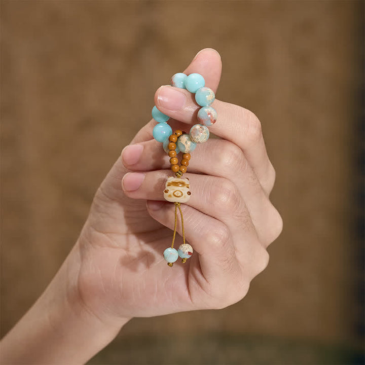 Buddha Stones Decorazioni tattili per la meditazione con perline a forma di gatto portafortuna, grigliate su carbone di pietra Shoushan. - image 4