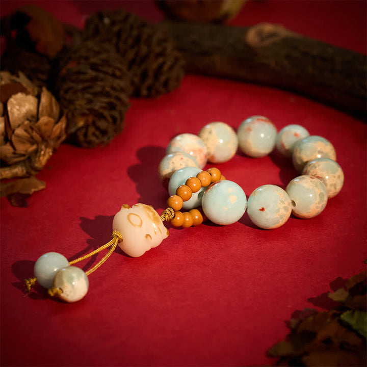 Buddha Stones Decorazioni tattili per la meditazione con perline a forma di gatto portafortuna, grigliate su carbone di pietra Shoushan. - image 8