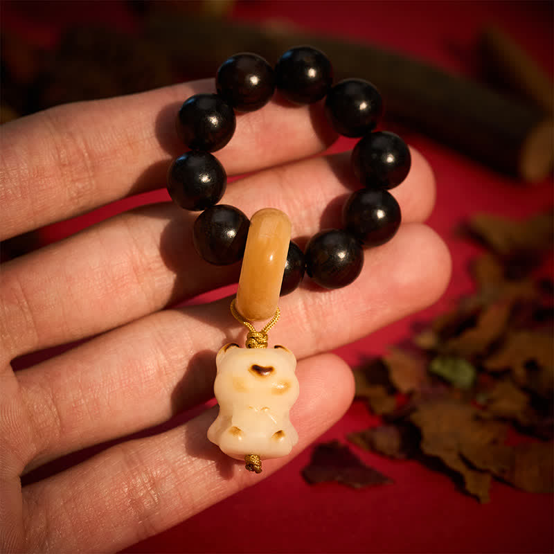 Buddha Stones Decorazioni tattili per la meditazione con perline a forma di gatto e orso in legno di ebano, grigliate a carbone. - Orso - Legno d'ebano (Equilibrio♥Calma) - image 4