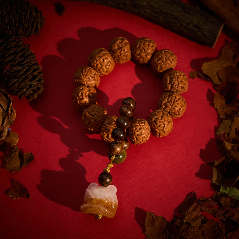 Buddha Stones Ciondolo a forma di leone Bodhi con semi di Vajra, grigliato sul carbone, perline tattili per la meditazione, decorazioni. - image 1