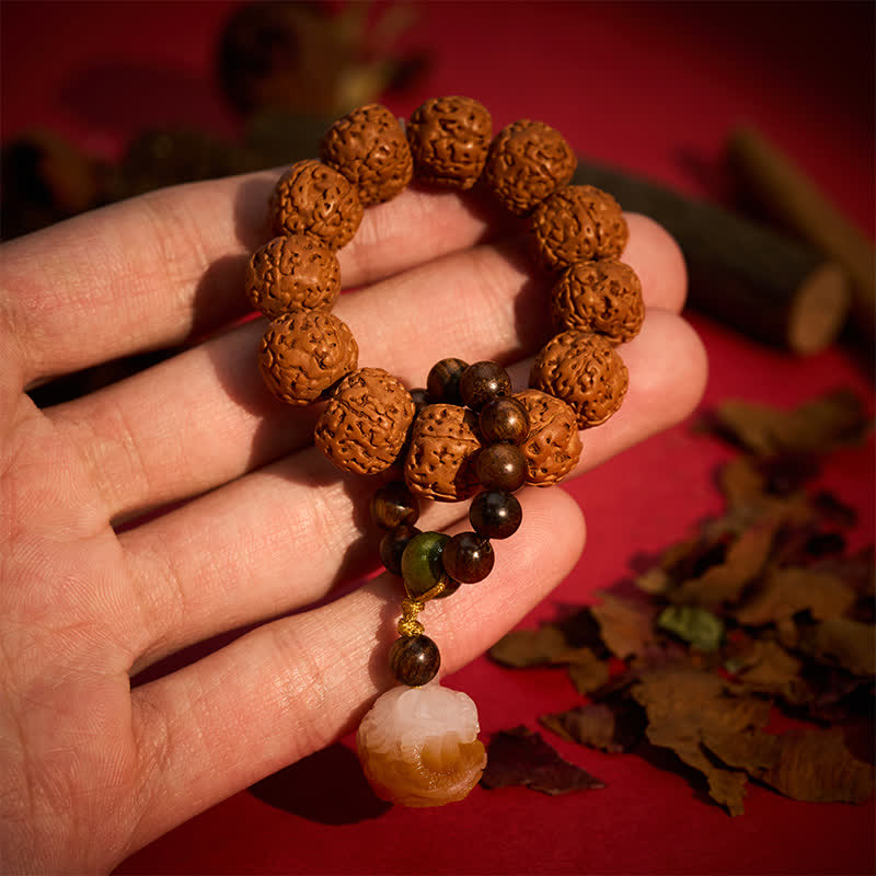Buddha Stones Ciondolo a forma di leone Bodhi con semi di Vajra, grigliato sul carbone, perline tattili per la meditazione, decorazioni. - Semi di Vajra (Forza ♥ Protezione) - image 0