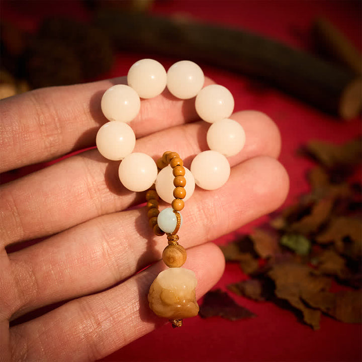 Buddha Stones Ciondolo a forma di leone Bodhi con semi di Vajra, grigliato sul carbone, perline tattili per la meditazione, decorazioni. - Seme di Bodhi bianco (Purezza ♥ Meditazione) - image 4
