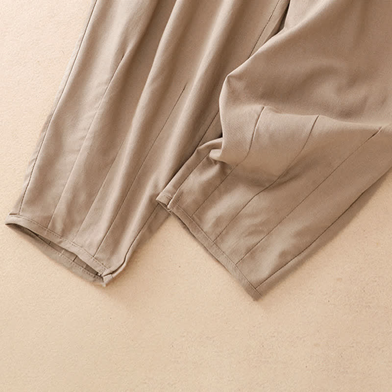 Buddha Stones Pantaloni corti estivi casual minimalisti con coulisse, tinta unita, da donna, affusolati con tasca - image 13