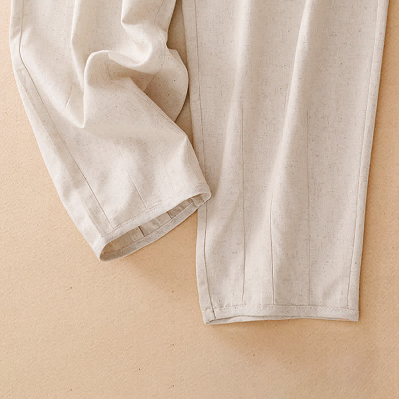 Buddha Stones Pantaloni corti estivi casual minimalisti con coulisse, tinta unita, da donna, affusolati con tasca - image 6