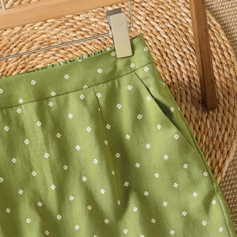 Buddha Stones Gonne estive casual da donna a pois vintage con tasche - image 3