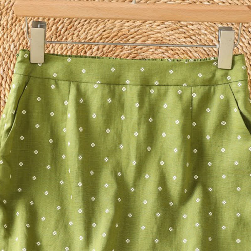 Buddha Stones Gonne estive casual da donna a pois vintage con tasche - image 2