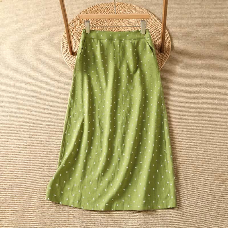 Buddha Stones Gonne estive casual da donna a pois vintage con tasche - GialloVerde - US8-10, UK/AU12-14, EU40-42 (2XL) - image 0