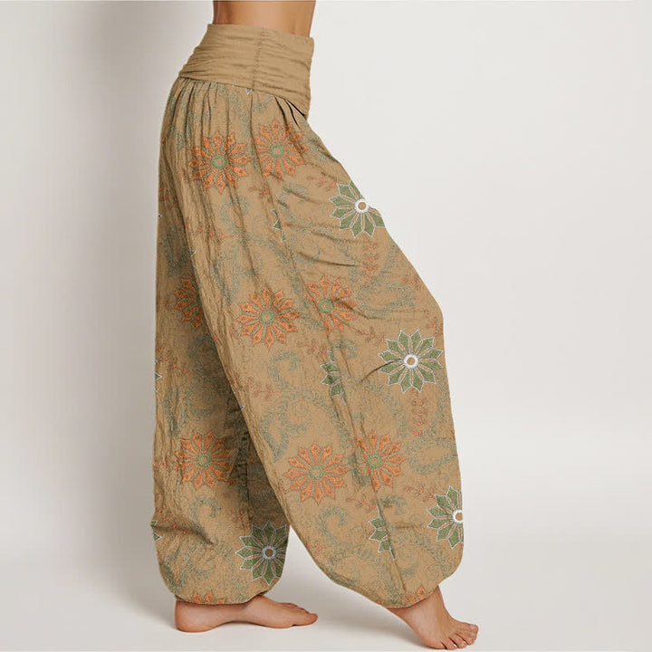 Buddha Stones Pantaloni harem da donna in cotone stile bohémien con motivo mandala e vite, elastico in vita. - image 6