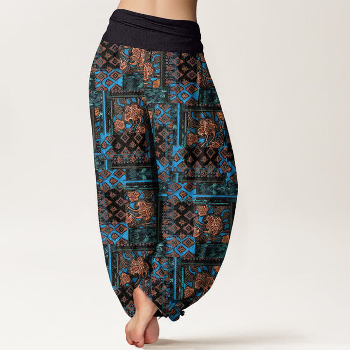 Buddha Stones Pantaloni harem da donna in puro cotone con motivo geometrico bohémien e vita elasticizzata. - image 2