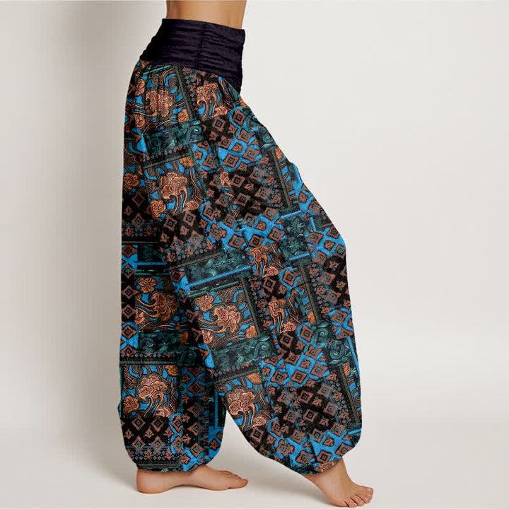 Buddha Stones Pantaloni harem da donna in puro cotone con motivo geometrico bohémien e vita elasticizzata. - image 1