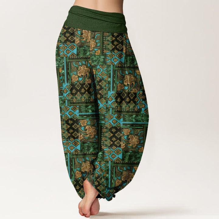 Buddha Stones Pantaloni harem da donna in puro cotone con motivo geometrico bohémien e vita elasticizzata. - image 7