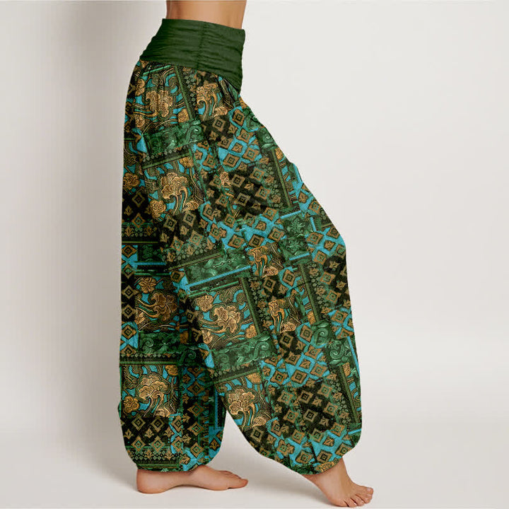 Buddha Stones Pantaloni harem da donna in puro cotone con motivo geometrico bohémien e vita elasticizzata. - image 6