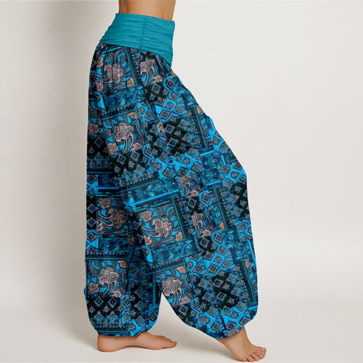 Buddha Stones Pantaloni harem da donna in puro cotone con motivo geometrico bohémien e vita elasticizzata. - image 9