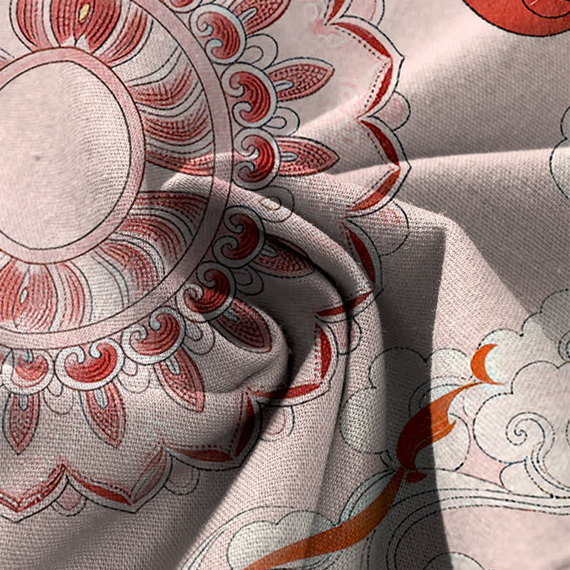 Buddha Stones Pantaloni da donna in cotone e lino con elastico in vita e gamba larga, fantasia floreale e tasche. - image 4