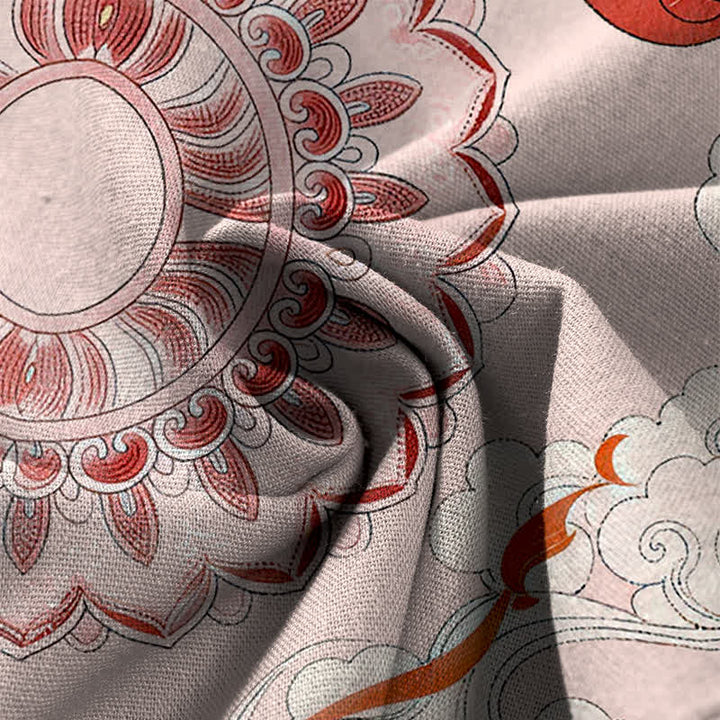 Buddha Stones Pantaloni da donna in cotone e lino con elastico in vita e gamba larga, fantasia floreale e tasche. - image 4