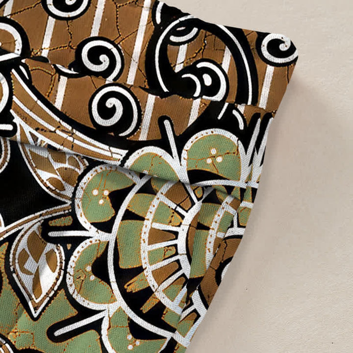 Buddha Stones Pantaloni da donna in cotone e lino con elastico in vita e gamba larga, fantasia mandala bohémien, con tasche. - image 3