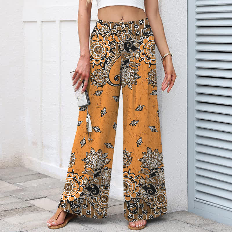 Buddha Stones Pantaloni da donna in cotone e lino con elastico in vita e gamba larga, fantasia mandala bohémien, con tasche. - image 8