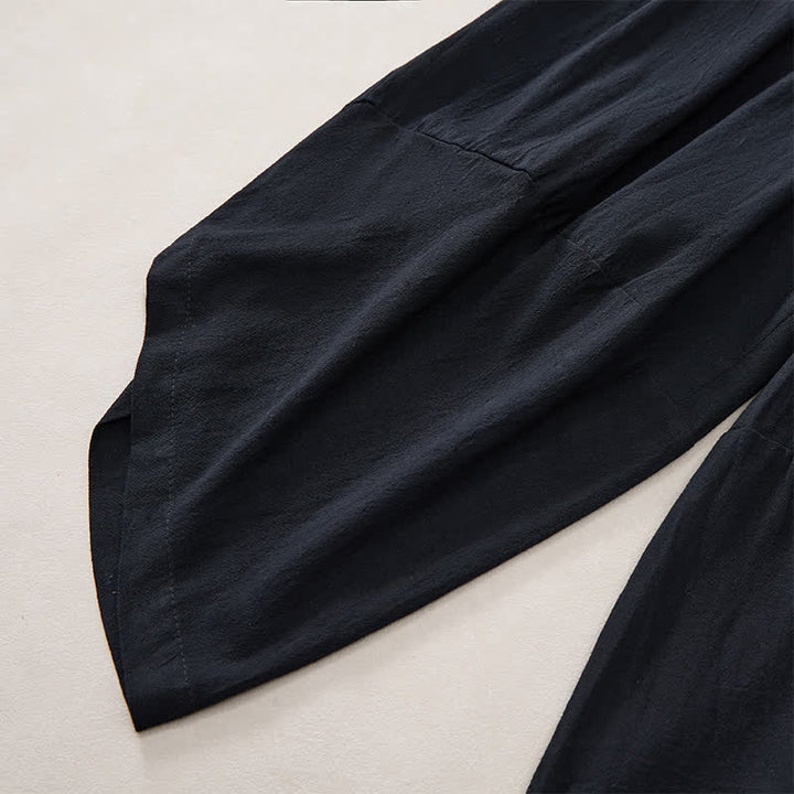 Buddha Stones Pantaloni Capri estivi casual vintage con coulisse e stampa gru, pantaloni harem da uomo con tasca - image 18