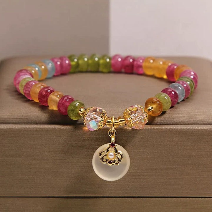 Buddha Stones Bracciale della saggezza in calcedonio tormalina multicolore naturale - Tormalina (Amore Positivo ♥) - image 0