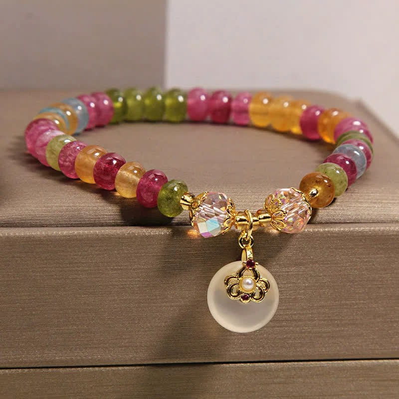 Buddha Stones Bracciale della saggezza in calcedonio tormalina multicolore naturale - image 2