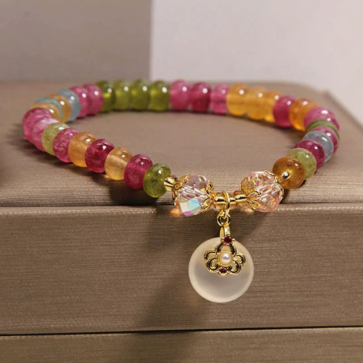 Buddha Stones Bracciale della saggezza in calcedonio tormalina multicolore naturale - image 2