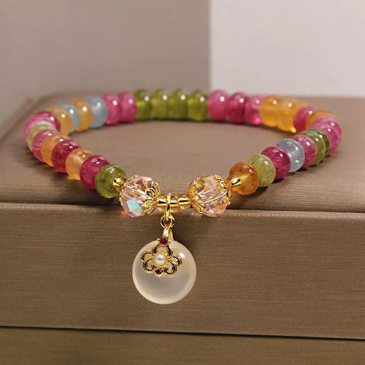 Buddha Stones Bracciale della saggezza in calcedonio tormalina multicolore naturale - image 1