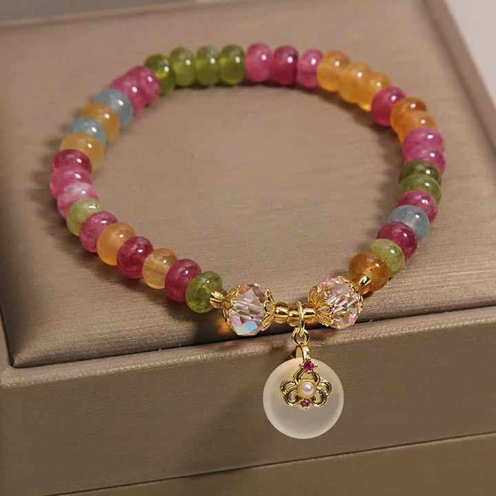 Buddha Stones Bracciale della saggezza in calcedonio tormalina multicolore naturale - image 3
