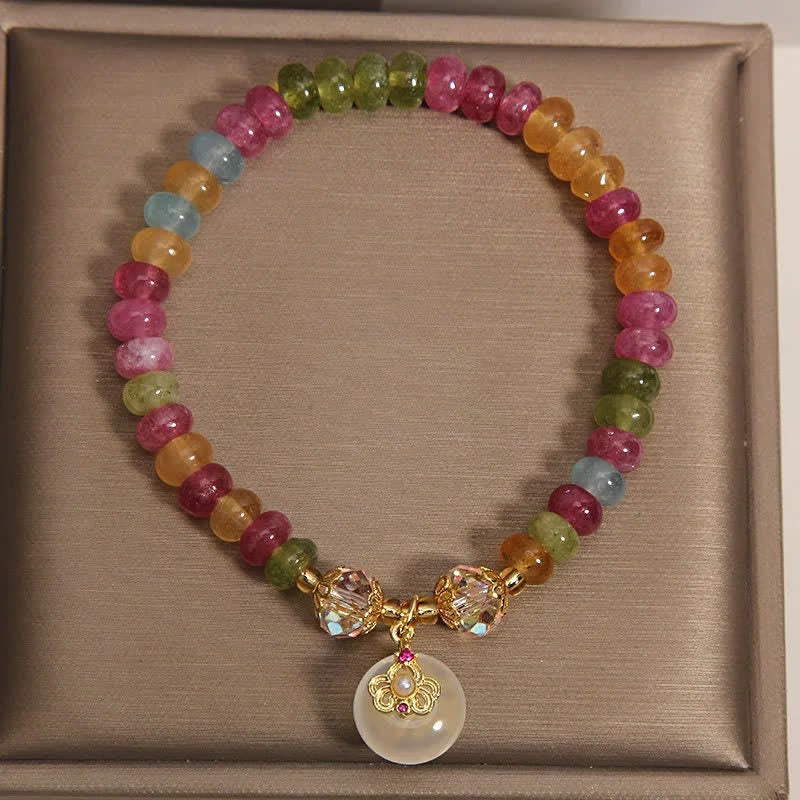 Buddha Stones Bracciale della saggezza in calcedonio tormalina multicolore naturale - image 4