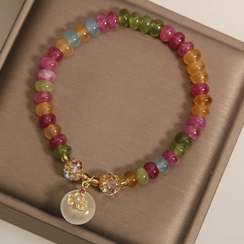 Buddha Stones Bracciale della saggezza in calcedonio tormalina multicolore naturale - image 7