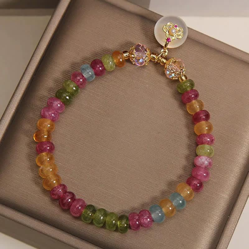 Buddha Stones Bracciale della saggezza in calcedonio tormalina multicolore naturale - image 8