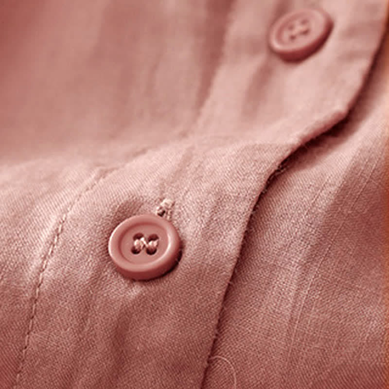Camicia da donna con maniche a tre quarti e scollo rotondo con bottoni semplici e motivo Buddha Stones - image 10