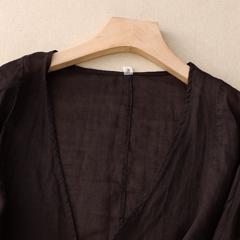 Kimono da donna estivo a maniche lunghe con allacciatura frontale e stampa Buddha Stones. - image 13