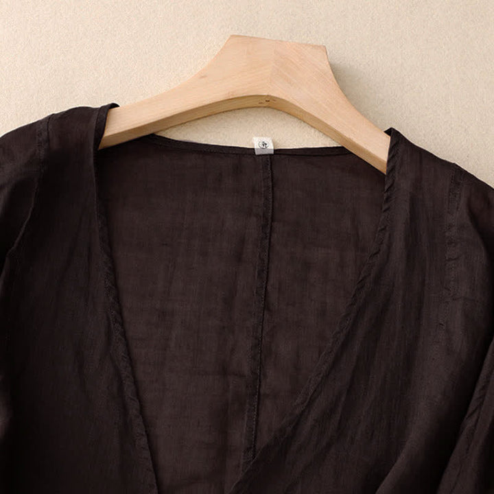 Kimono da donna estivo a maniche lunghe con allacciatura frontale e stampa Buddha Stones. - image 13