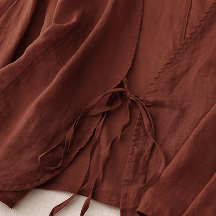 Kimono da donna estivo a maniche lunghe con allacciatura frontale e stampa Buddha Stones. - image 2