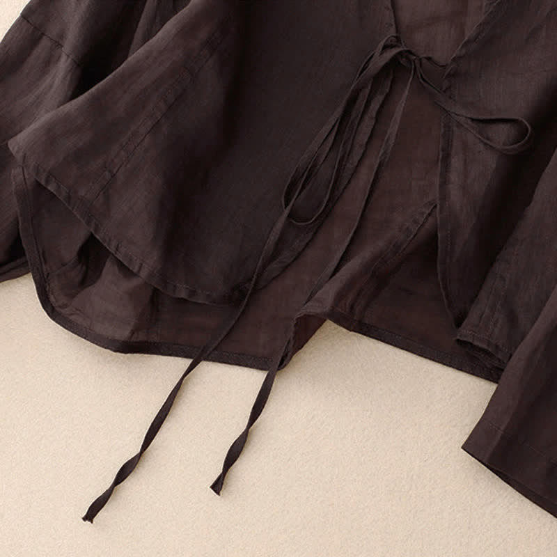 Kimono da donna estivo a maniche lunghe con allacciatura frontale e stampa Buddha Stones. - image 15