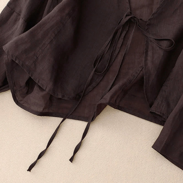Kimono da donna estivo a maniche lunghe con allacciatura frontale e stampa Buddha Stones. - image 15