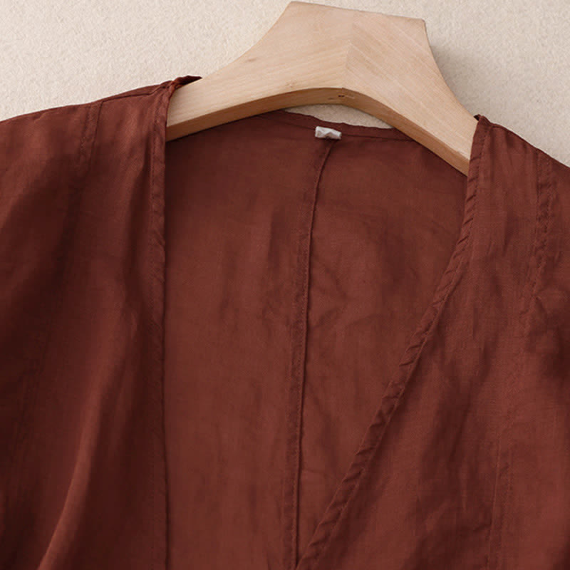 Kimono da donna estivo a maniche lunghe con allacciatura frontale e stampa Buddha Stones. - image 1