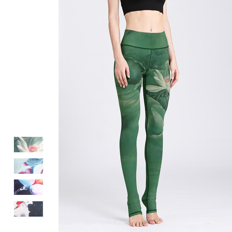 Pantaloni da yoga sportivi da donna con stampa di fiori di loto Buddha Stones - image 6