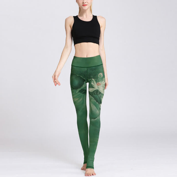 Pantaloni da yoga sportivi da donna con stampa di fiori di loto Buddha Stones - image 5
