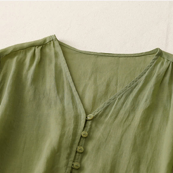 Camicia da donna con bottoni e ricamo Buddha Stones - image 1