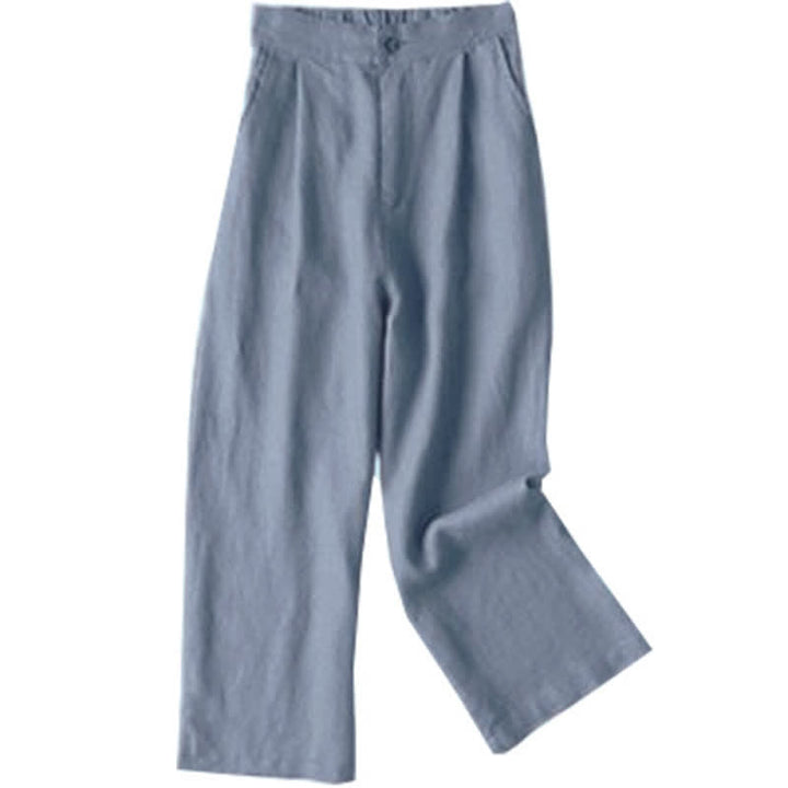 Buddha Stones Commute Solid Color 7-8 Length Women's Wide Leg Pants With Pockets - Blu acciaio chiaro - US12, UK/AU16, EU44 (3XL) - image 19