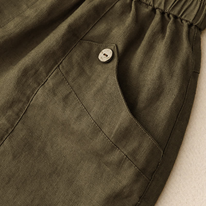 Pantaloncini da donna estivi casual con bottoni e tasche, con Buddha Stones. - image 17