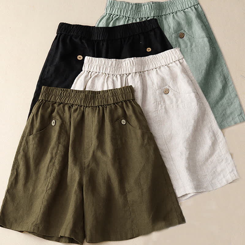 Pantaloncini da donna estivi casual con bottoni e tasche, con Buddha Stones. - image 26