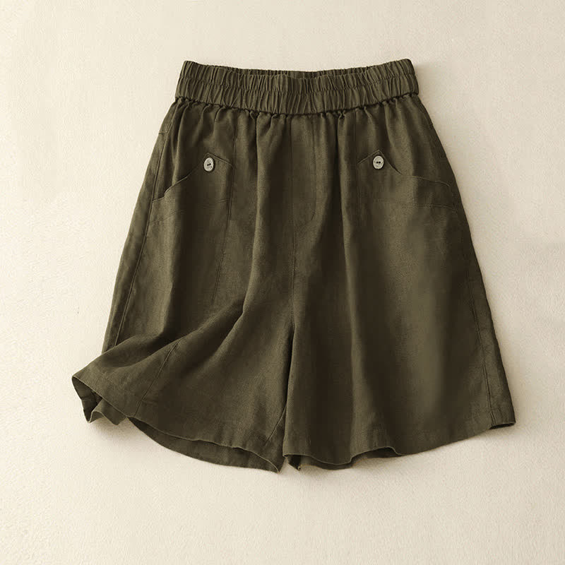 Pantaloncini da donna estivi casual con bottoni e tasche, con Buddha Stones. - Verga d'oro scura - US8-10, UK/AU12-14, EU40-42 (2XL) - image 14