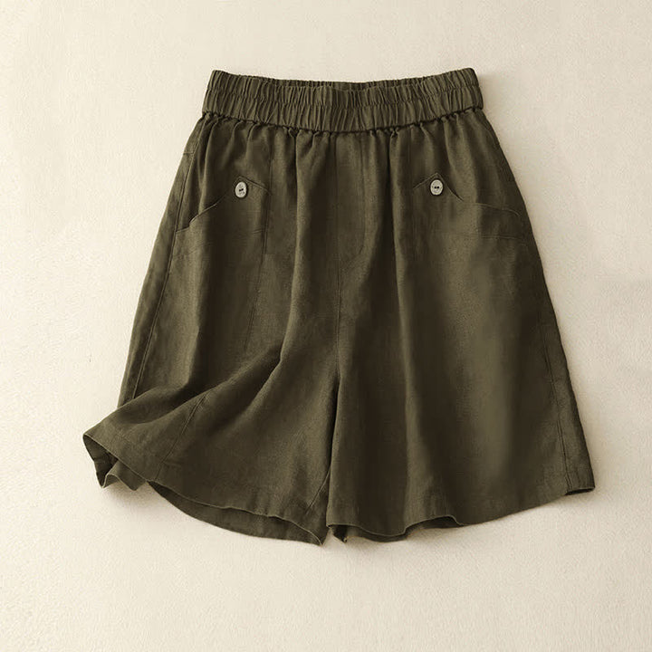 Pantaloncini da donna estivi casual con bottoni e tasche, con Buddha Stones. - Verga d'oro scura - US8-10, UK/AU12-14, EU40-42 (2XL) - image 14