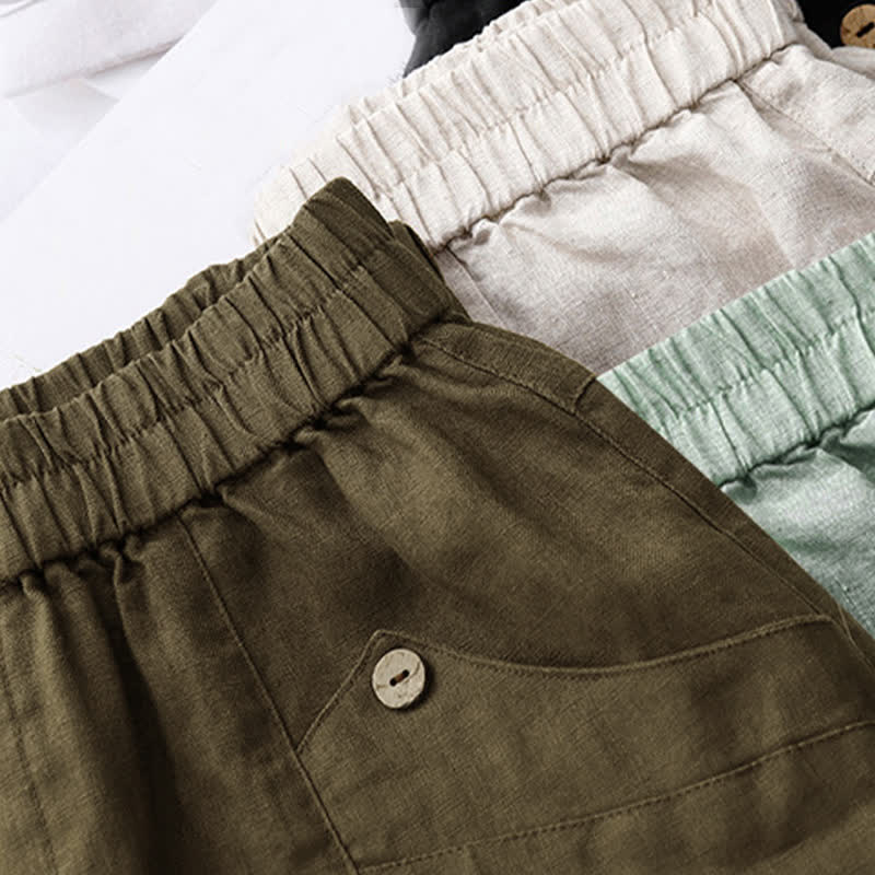 Pantaloncini da donna estivi casual con bottoni e tasche, con Buddha Stones. - image 27