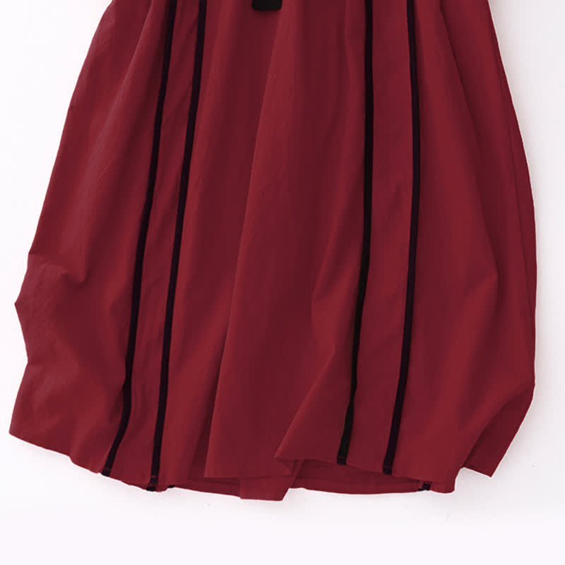 Abito midi da donna a maniche lunghe con tasche e design a blocchi di colore con motivo Buddha Stones allacciatura - image 9