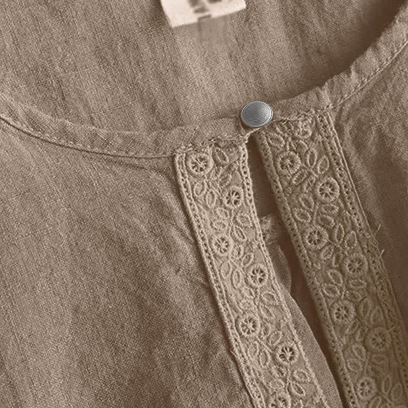 Camicia da donna casual a maniche a tre quarti con scollo rotondo e motivo Buddha Stones. - image 3